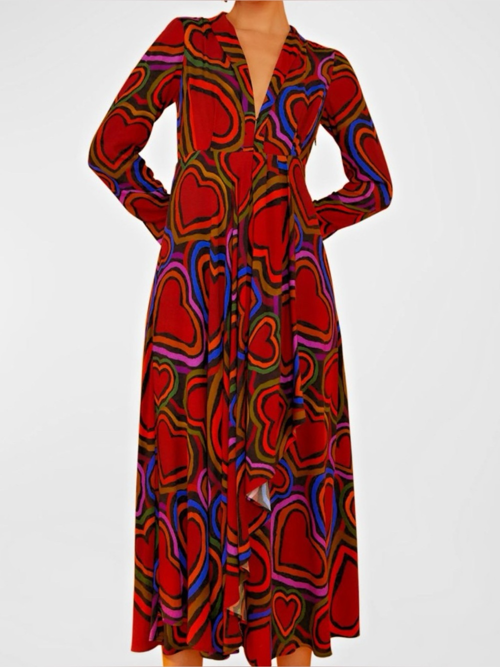 Farm Rio Rainbow Wild Hearts Maxi Dress M - MSRP $220